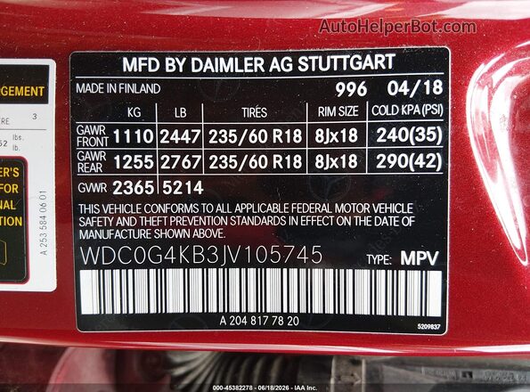 WDC0G4KB3JV105745 2018 MERCEDES-BENZ GLC 300 Red Engine compartment view