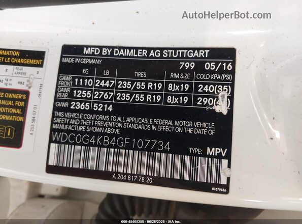 WDC0G4KB4GF107734 2016 MERCEDES-BENZ GLC 300 Белый Вид подкапотного пространства