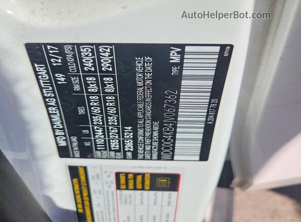 WDC0G4KB4JV067362 2018 MERCEDES-BENZ GLC-CLASS White Widok naklejki z numerem VIN