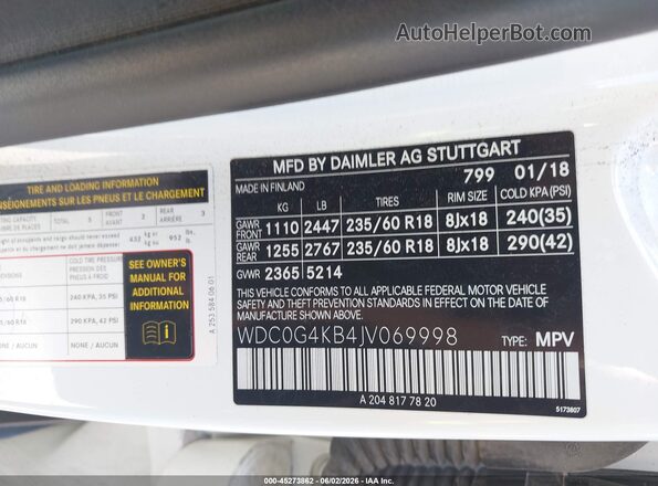 WDC0G4KB4JV069998 2018 MERCEDES-BENZ GLC 300 Белый Вид подкапотного пространства