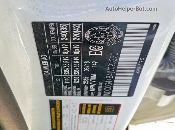 WDC0G4KB4JV093220 2018 MERCEDES-BENZ GLC-CLASS White Widok wnętrza 360 stopni