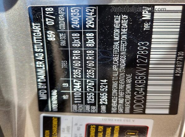 WDC0G4KB5KV127893 2019 MERCEDES-BENZ GLC-CLASS Silver VIN sticker view