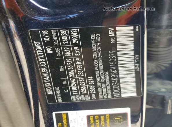 WDC0G4KB5KV150879 2019 MERCEDES-BENZ GLC-CLASS Blue VIN კოდის სტიკერის ხედი
