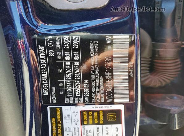 WDC0G4KB8HF137689 2017 MERCEDES-BENZ GLC-CLASS Blue Widok naklejki z numerem VIN