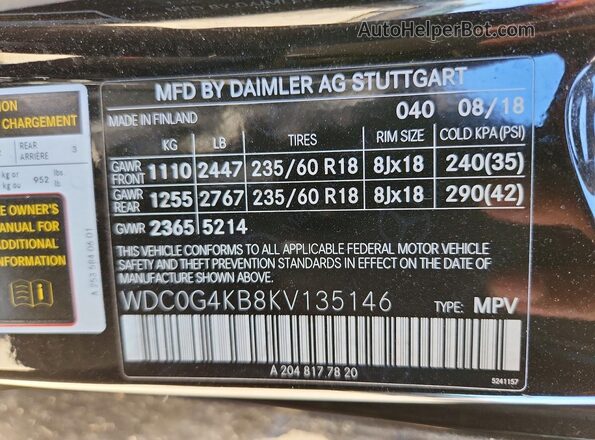 WDC0G4KB8KV135146 2019 MERCEDES-BENZ GLC-CLASS Черный Вид подкапотного пространства