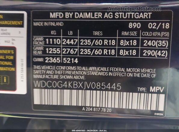 WDC0G4KBXJV085445 2018 MERCEDES-BENZ GLC 300 Blue Widok komory silnika