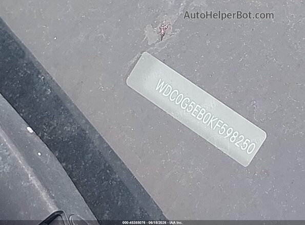 WDC0G5EB0KF598250 2019 MERCEDES-BENZ GLC 350E Gray 