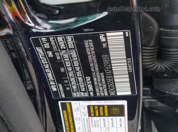 WDC0G5EB1KF629859 2019 MERCEDES-BENZ GLC-CLASS Black Widok naklejki z numerem VIN