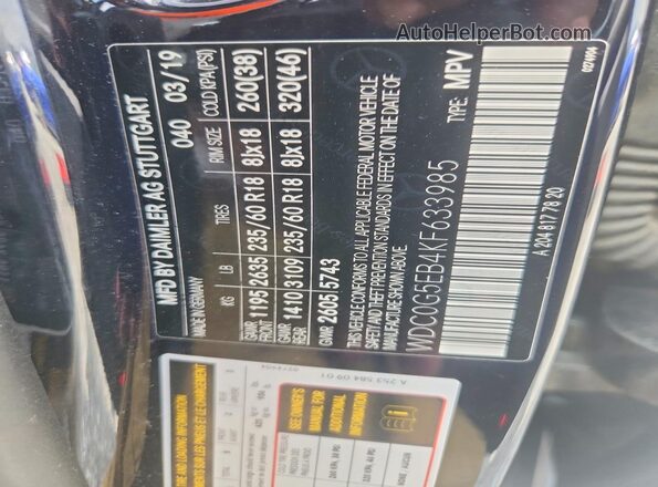 WDC0G5EB4KF633985 2019 MERCEDES-BENZ GLC-CLASS Black VIN կոդի պիտակի տեսք