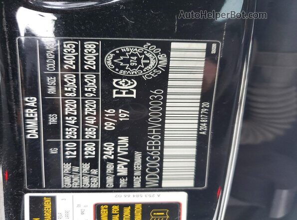 WDC0G6EB6HV000036 2017 MERCEDES-BENZ GLC-CLASS Black Вид наклейки з VIN-кодом