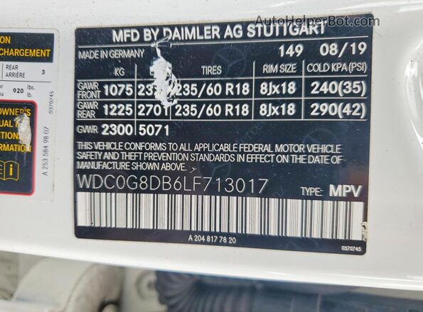 WDC0G8DB6LF713017 2020 MERCEDES-BENZ GLC-CLASS White Engine compartment view