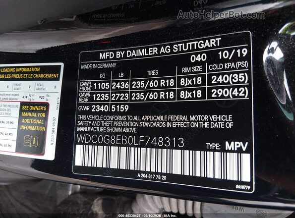 WDC0G8EB0LF748313 2020 MERCEDES-BENZ GLC 300 Black Շարժիչի բաժամունքի տեսք