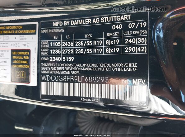WDC0G8EB9LF689293 2020 MERCEDES-BENZ GLC 300 Black 