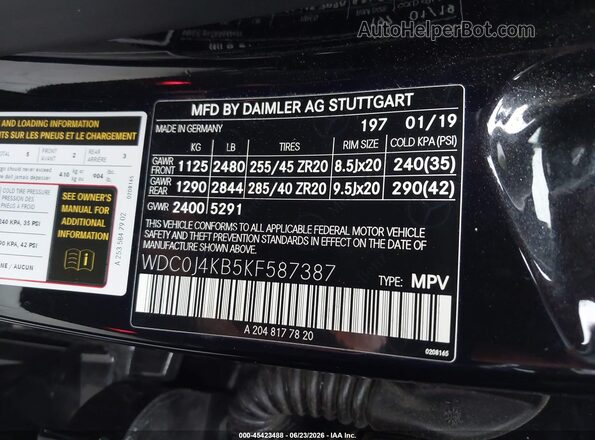 WDC0J4KB5KF587387 2019 MERCEDES-BENZ GLC 300 COUPE Black Vista del compartimento del motor