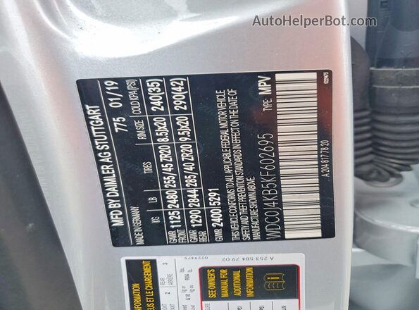 WDC0J4KB5KF602695 2019 MERCEDES-BENZ GLC-CLASS Серебряный Вид наклейки с VIN-кодом