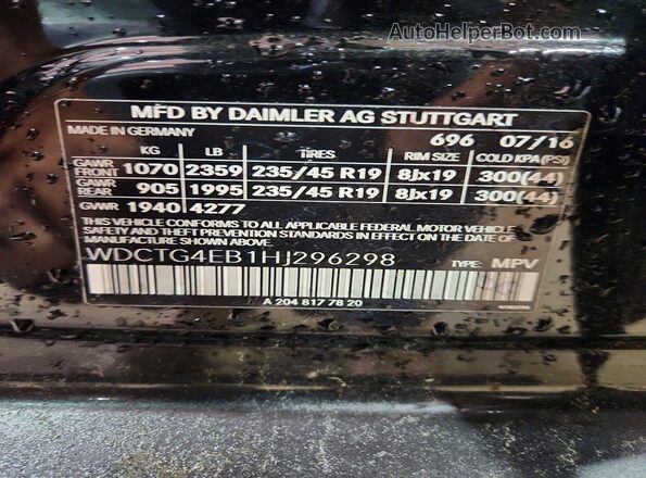 WDCTG4EB1HJ296298 2017 MERCEDES-BENZ GLA Black Widok komory silnika