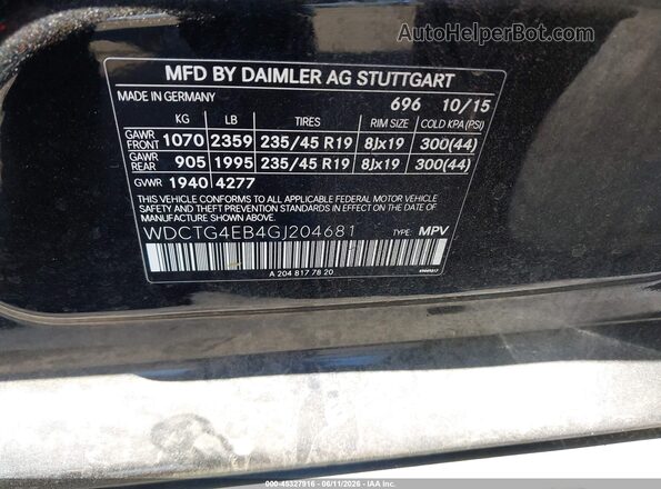 WDCTG4EB4GJ204681 2016 MERCEDES-BENZ GLA 250 Black Widok komory silnika