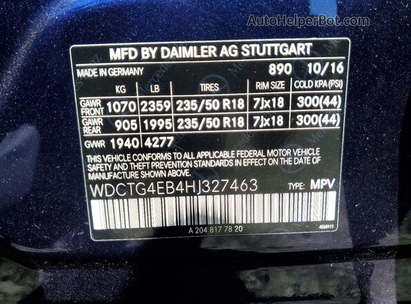 WDCTG4EB4HJ327463 2017 MERCEDES-BENZ GLA Blue 