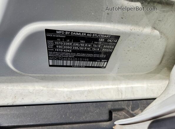 WDCTG4EB6JJ515195 2018 MERCEDES-BENZ GLA White Engine compartment view