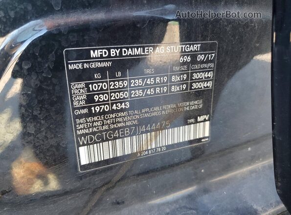 WDCTG4EB7JJ444475 2018 MERCEDES-BENZ GLA250 Black ძრავის განყოფილების ხედი