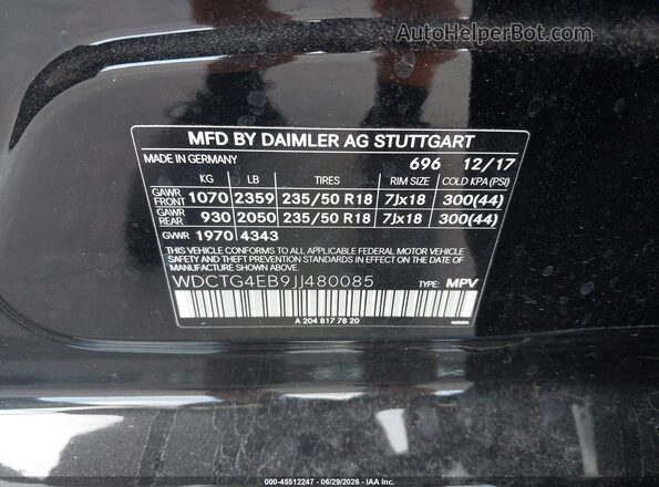 WDCTG4EB9JJ480085 2018 MERCEDES-BENZ GLA 250 Black Widok komory silnika