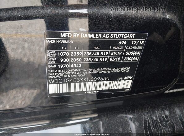 WDCTG4EBXKU009630 2019 MERCEDES-BENZ GLA 250 Black Vista del compartimento del motor