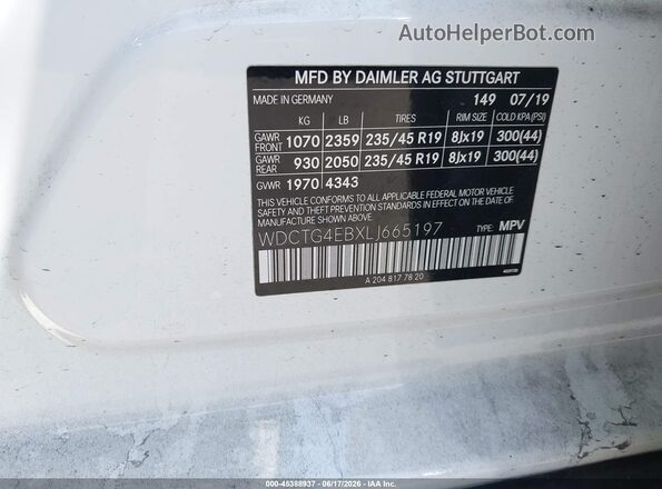 WDCTG4EBXLJ665197 2020 MERCEDES-BENZ GLA 250 White ძრავის განყოფილების ხედი