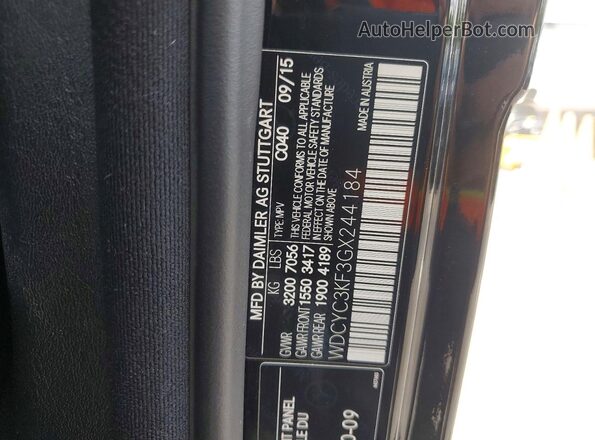 WDCYC3KF3GX244184 2016 MERCEDES-BENZ G-CLASS Черный Вид наклейки с VIN-кодом