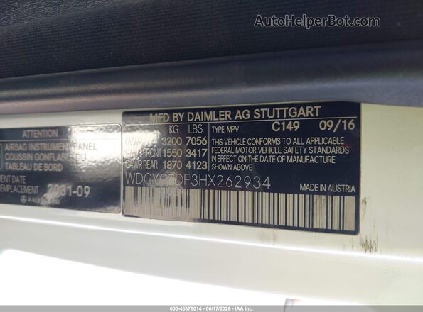 WDCYC7DF3HX262934 2017 MERCEDES-BENZ AMG G 63 White Widok komory silnika