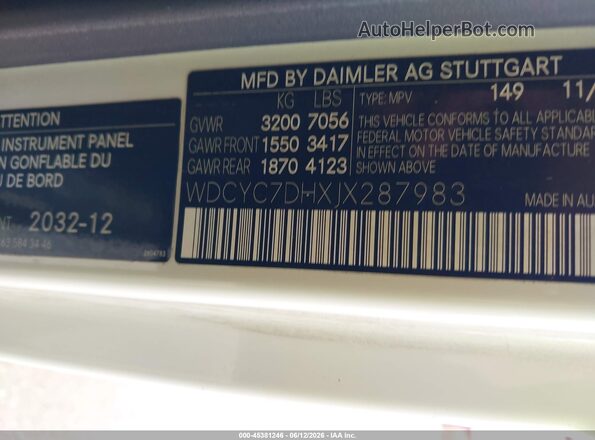 WDCYC7DHXJX287983 2018 MERCEDES-BENZ AMG G 63 White 