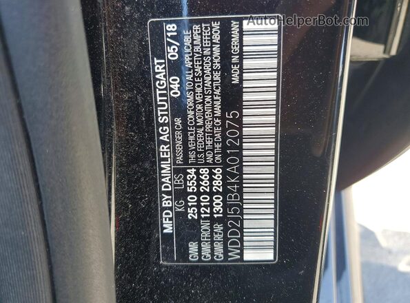 WDD2J5JB4KA012075 2019 MERCEDES-BENZ CLS-CLASS Black 