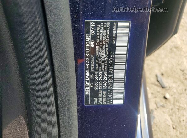 WDD2J5KB9LA049963 2020 MERCEDES-BENZ CLS-CLASS Blue ძრავის განყოფილების ხედი
