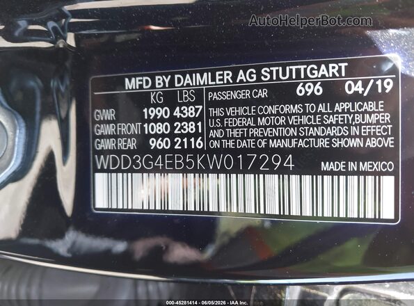 WDD3G4EB5KW017294 2019 MERCEDES-BENZ A 220 Black Vista del compartimento del motor