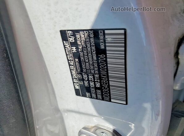 WDD3G4EB6KW020706 2019 MERCEDES-BENZ A220 Silver VIN sticker view