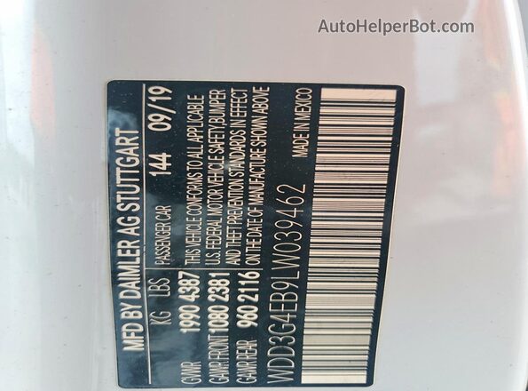 WDD3G4EB9LW039462 2020 MERCEDES-BENZ A Белый Вид подкапотного пространства