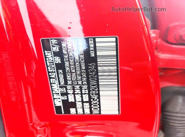 WDD3G4FB2KW024346 2019 MERCEDES-BENZ A Red Engine compartment view