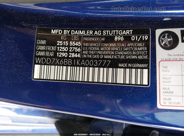 WDD7X6BB1KA003777 2019 MERCEDES-BENZ AMG GT 53 4-DOOR COUPE Blue Engine compartment view