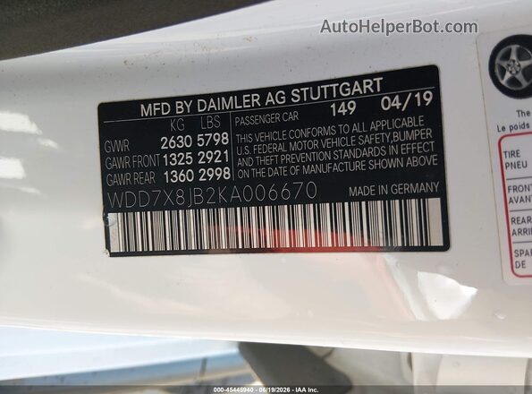 WDD7X8JB2KA006670 2019 MERCEDES-BENZ AMG GT 63 4-DOOR COUPE White Engine compartment view