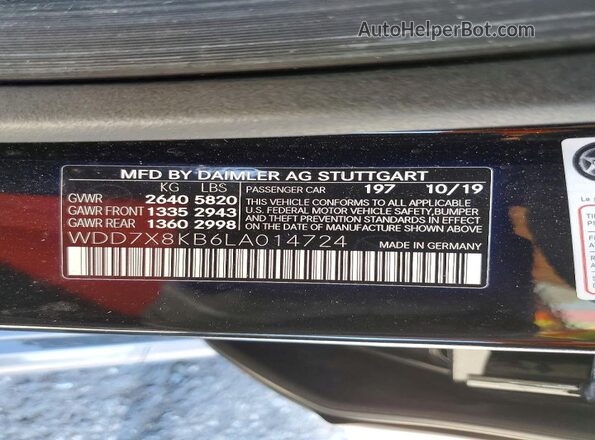 WDD7X8KB6LA014724 2020 MERCEDES-BENZ AMG Black Շարժիչի բաժամունքի տեսք