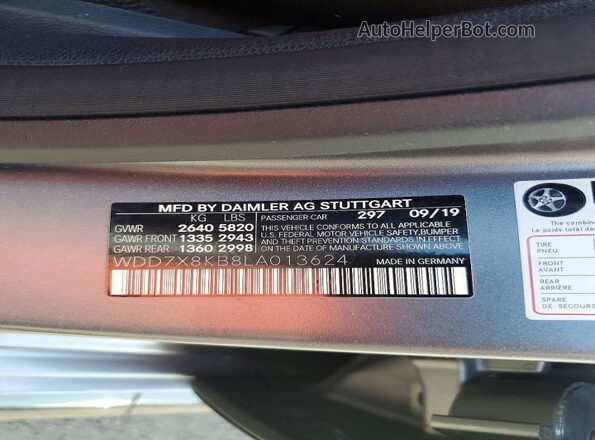 WDD7X8KB8LA013624 2020 MERCEDES-BENZ AMG Gray Вид підкапотного простору