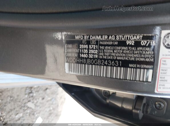 WDDHH8JB0GB243631 2016 MERCEDES-BENZ E-CLASS Gray Вид підкапотного простору