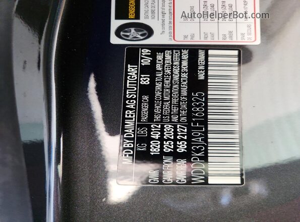 WDDPK3JA9LF168325 2020 MERCEDES-BENZ SLC Gray Widok komory silnika