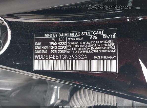WDDSJ4EB1GN393324 2016 MERCEDES-BENZ CLA 250 Black Engine compartment view