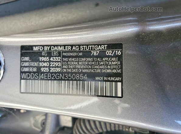 WDDSJ4EB2GN350854 2016 MERCEDES-BENZ CLA-CLASS Gray Շարժիչի բաժամունքի տեսք