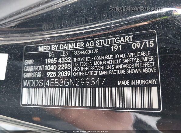 WDDSJ4EB3GN299347 2016 MERCEDES-BENZ CLA 250 Black Vista del compartimento del motor