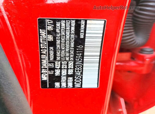 WDDSJ4EB3JN594116 2018 MERCEDES-BENZ CLA-CLASS Red Vista del compartimento del motor