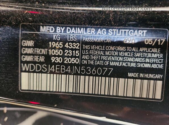 WDDSJ4EB4JN536077 2018 MERCEDES-BENZ CLA-CLASS Black 