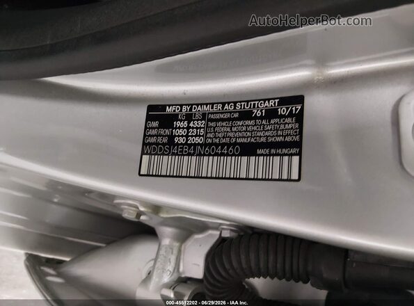 WDDSJ4EB4JN604460 2018 MERCEDES-BENZ CLA 250 Silver Շարժիչի բաժամունքի տեսք