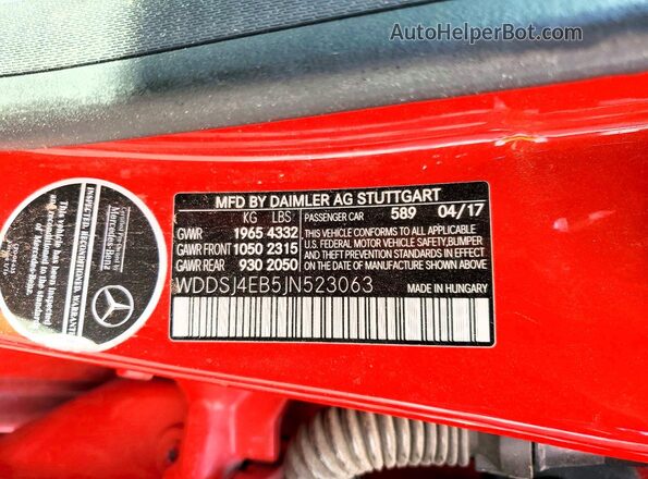 WDDSJ4EB5JN523063 2018 MERCEDES-BENZ CLA-CLASS Red 