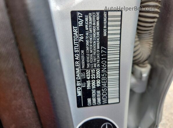 WDDSJ4EB5JN601177 2018 MERCEDES-BENZ CLA-CLASS Silver Widok komory silnika